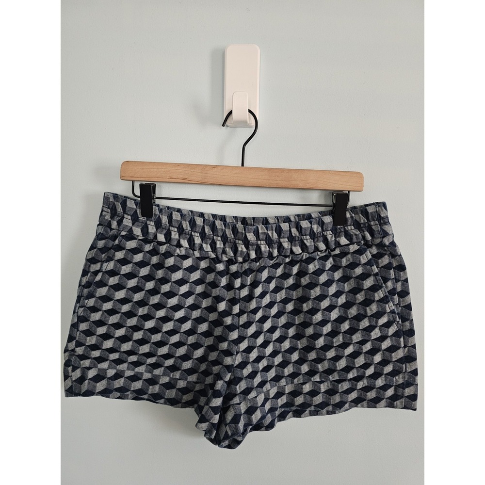 J CREW‎ Jean Two Tone Denim Geometric Mini Shorts Size 10